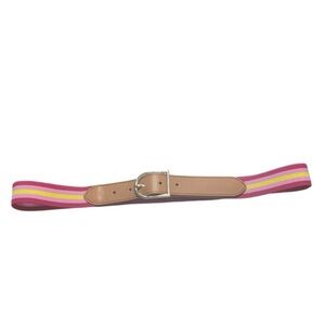 Talbots Pink Yellow Tan Belt Stretchy Fun Gold Color Medium